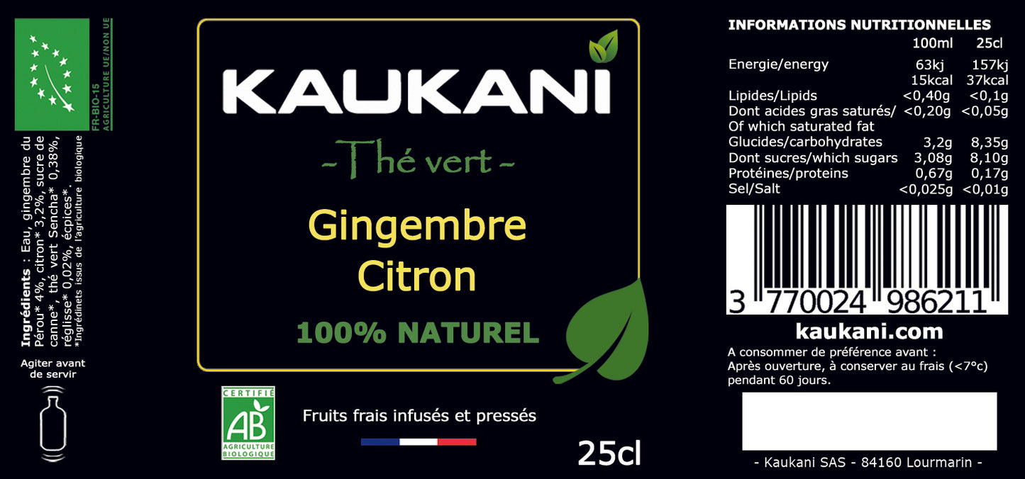 Kaukani Thé vert - 250ml (pack de 12)